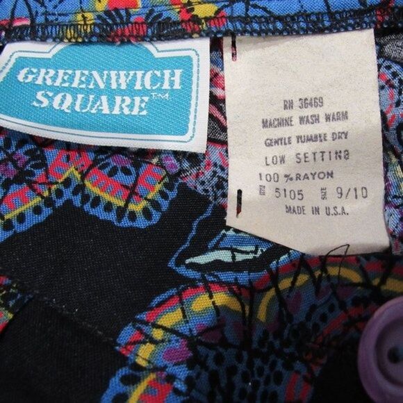 VTG Multicolor Lap Skirt Midi Size 9/10 High Waist Greenwich Square Retro Bright - Picture 7 of 16